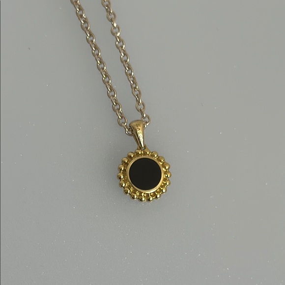 Lagos 18k real solid Gold and Silver Onix  Necklace - Picture 1 of 7
